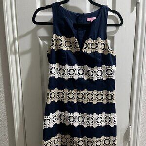 Lilly Pulitzer Navy White & Gold Nautical Shift Dress